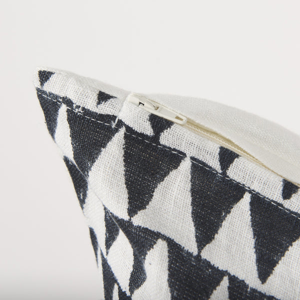 Jolie Cream w/ Black Print Linen Square Decorative Pillow  Cover