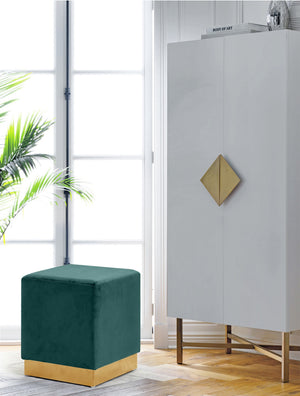 Daniel Ottoman/Stool In Green Velvet