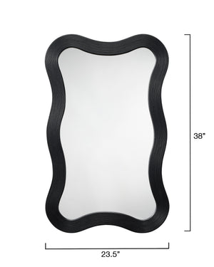 Deli Wavy Bamboo Wall Mirror, Black