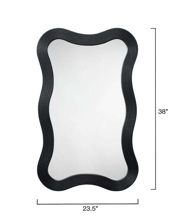 Deli Wavy Bamboo Wall Mirror, Black