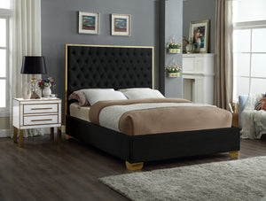 Jared Queen Bed In Black Velvet