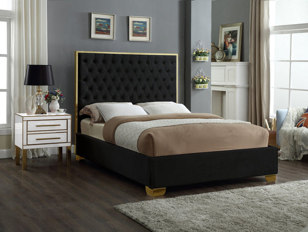 Jared Queen Bed In Black Velvet