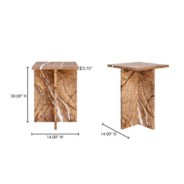 Moe's Blair Accent Table in Golden Forest Marble