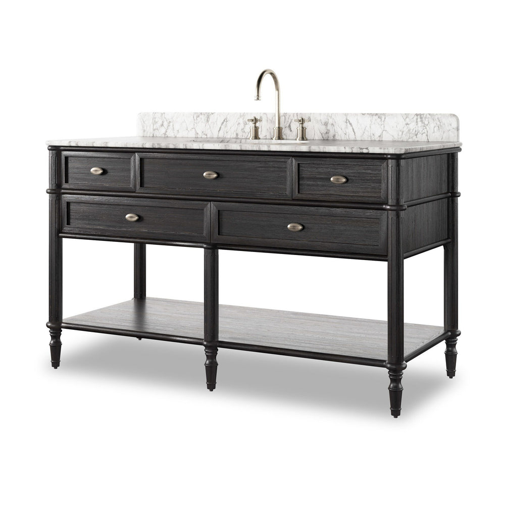 Toulouse Single Wide Vanity - Satin Black Veneer