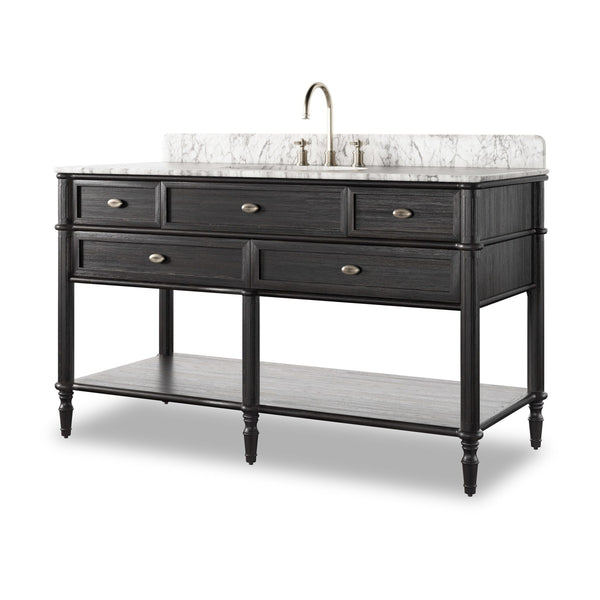 Toulouse Single Wide Vanity - Satin Black Veneer