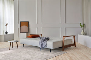 RAN D.E.L. SOFA BED in MIXED DANCE NATURAL FABRIC WITH Dark wood LEGS 527