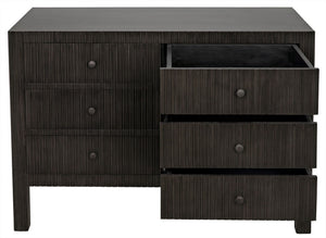 Conrad 6-Drawer Mahogany and Veneer Dresser with Brass Pulls in Pale Finish