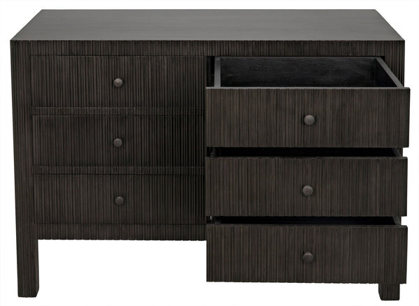 Conrad 6-Drawer Mahogany and Veneer Dresser with Brass Pulls in Pale Finish