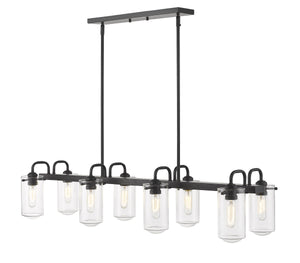 Delaney 8 Light Island/Billiard in Matte Black Finish