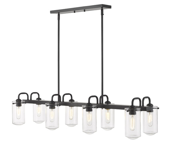 Delaney 8 Light Island/Billiard in Matte Black Finish
