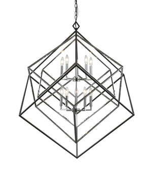 Euclid 10 Light Chandelier in Chrome + Matte Black Finish