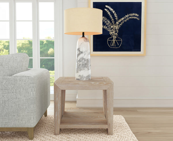 Troy Solid Wood End Table in Aged Cream