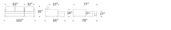 NEAH SOFA BED, SLIM W/LOUNGER, 63"X77"