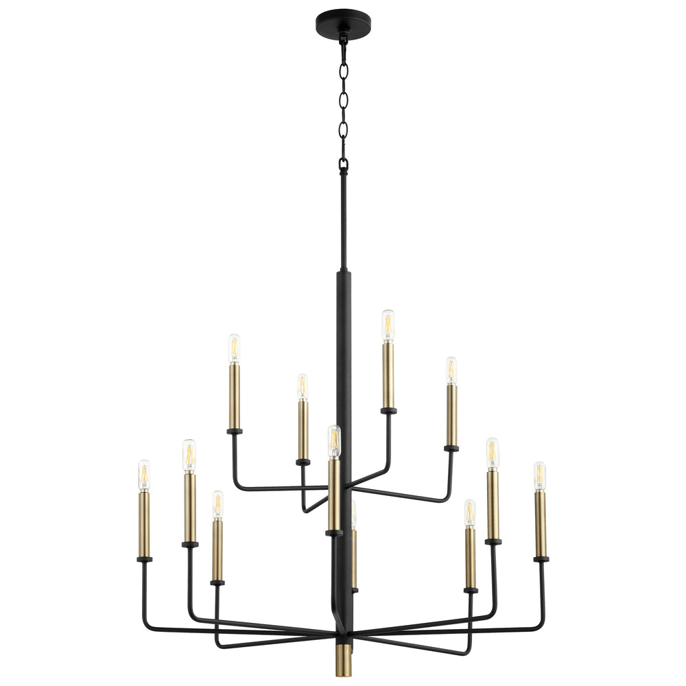 Apollo Chandelier in Noir / Aged Brass