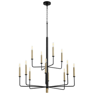 Apollo Chandelier in Noir / Aged Brass