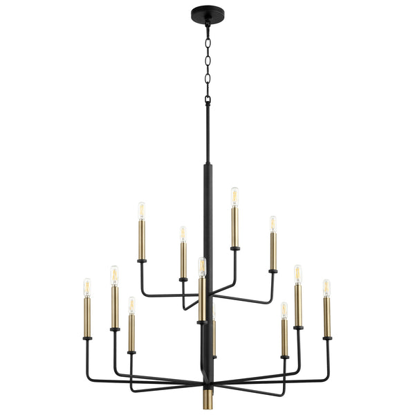 Apollo Chandelier in Noir / Aged Brass