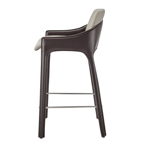 Stella Faux Leather Counter Stool, Taupe/Dark Brown