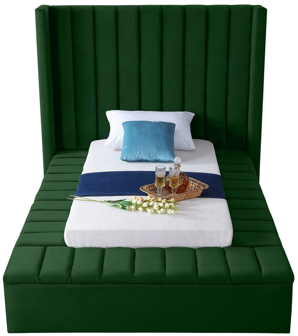 Joanne Twin Bed In Green Velvet
