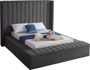 Joanne Queen Bed In Grey Velvet