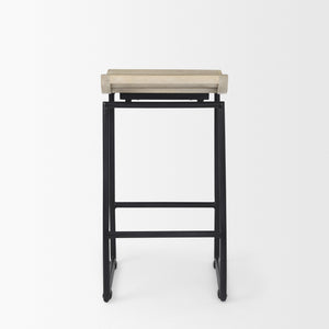 Givens 14.0L x 15.8W x 25.8H Natural Wood W/Black Metal Counter Stool