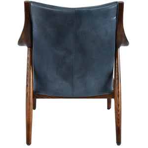 Kiannah Leather Club Chair in Ocean Blue