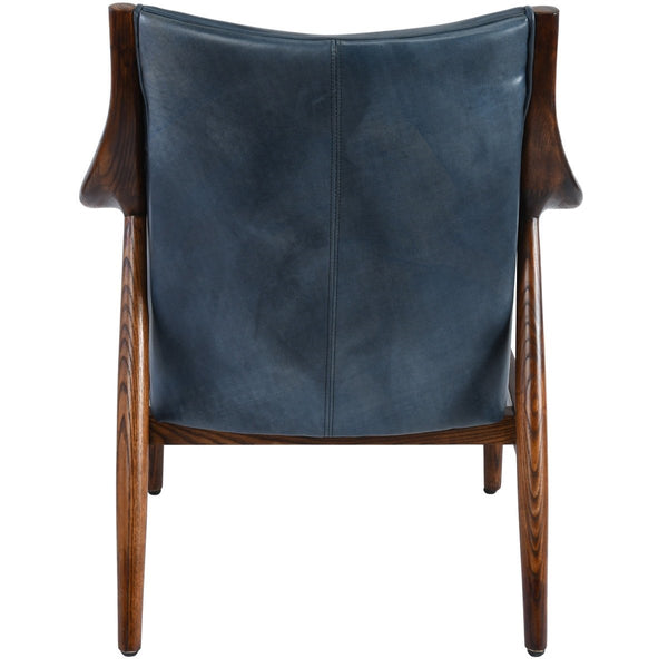 Kiannah Leather Club Chair in Ocean Blue
