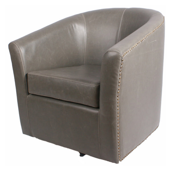 Ernest Bonded Leather Swivel Arm Chair In Vintage Gray