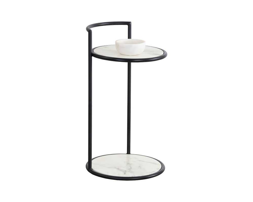PARGA END TABLE - BLACK - MARBLE LOOK