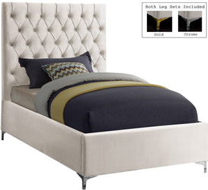 Robin Twin Bed In Cream Velvet