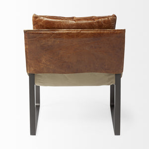 Hornet I 27.0L x 35.0W x 36.0H Brown Leather Unibody Seat w/ Black Metal Frame Accent Chair