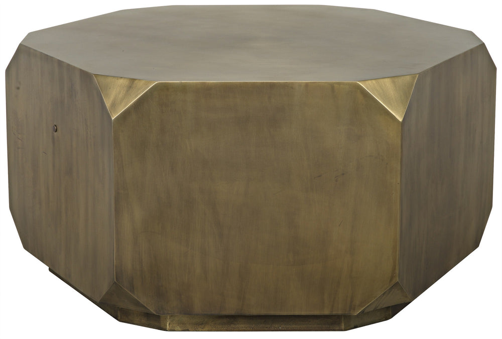 Tytus Octagonal Coffee Table in Aged Brass Industrial Steel