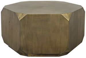 Tytus Octagonal Coffee Table in Aged Brass Industrial Steel