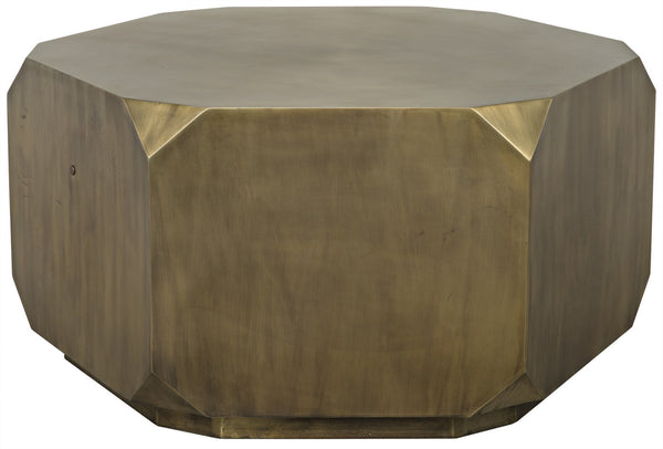 Tytus Octagonal Coffee Table in Aged Brass Industrial Steel