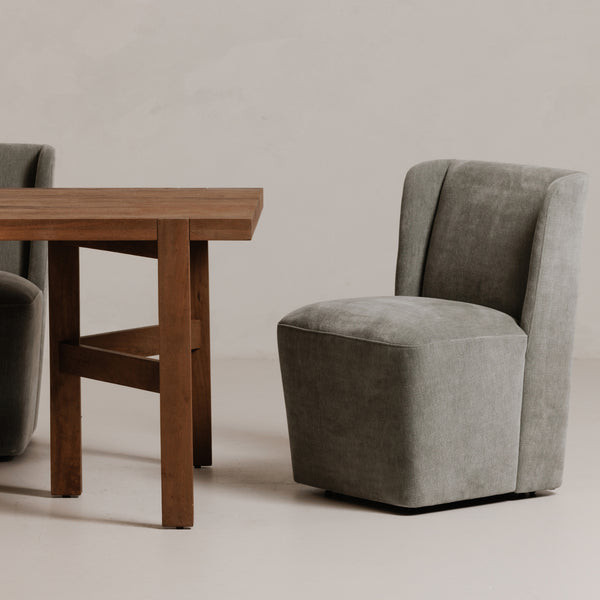 Cormac Rolling Dining Chair in Slate Green