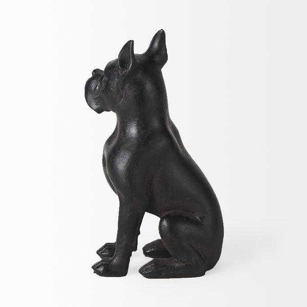 Rocky 4L x 5W Black Resin Boxer Dog