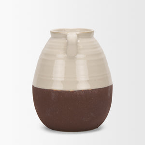 Tryna Small Beige w/ Matte Brown Ceramic Vase