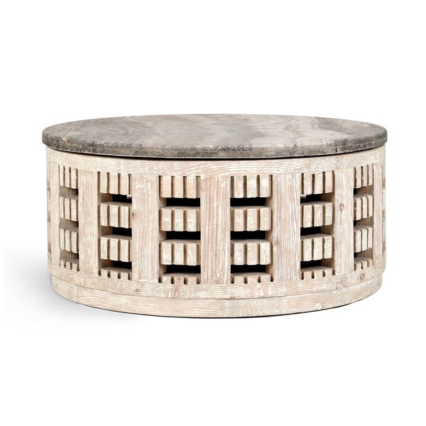 Becky Solid Wood Round Coffee Table - Vintage Cream