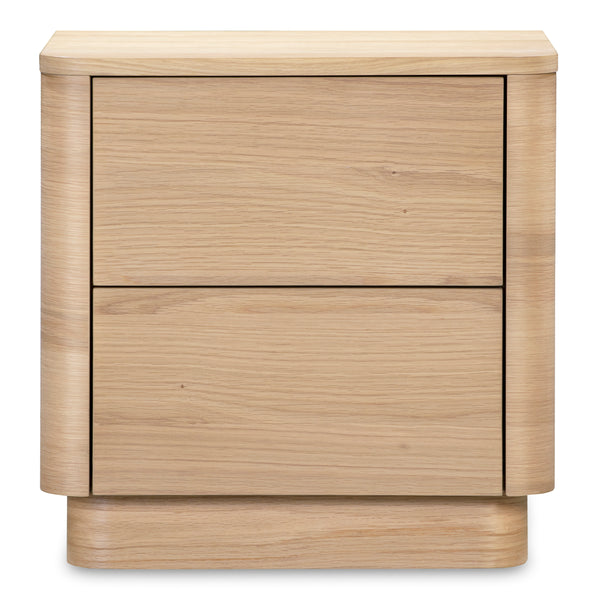 Round Off Tall Nightstand in Natural Oak