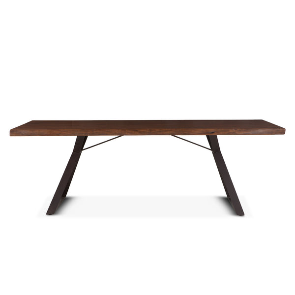 London Loft 80-Inch Acacia Wood Live Edge Dining Table in Walnut Finish