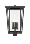 Seoul 3 Light Outdoor Post Mount Fixture in Black Finish
