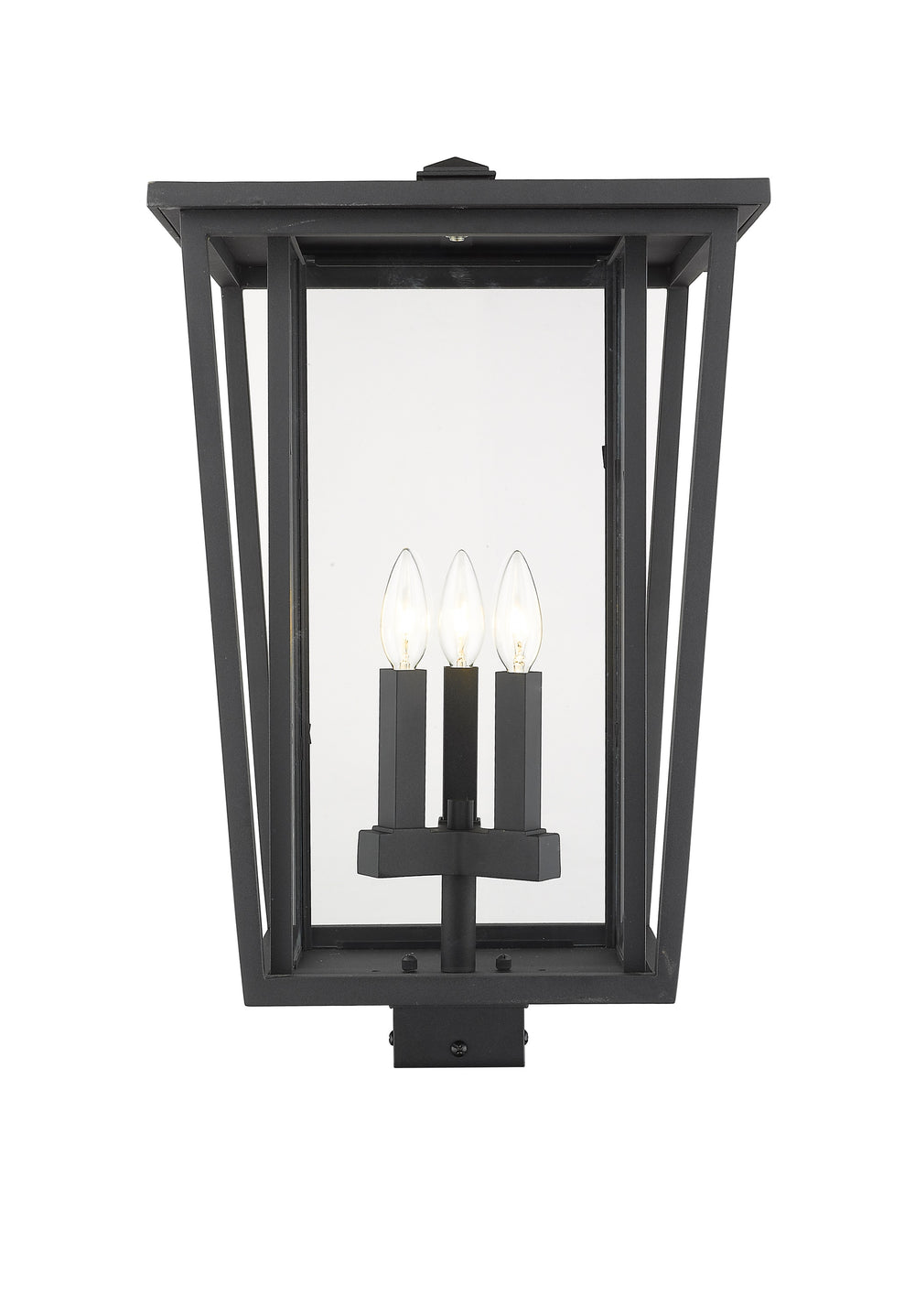 Seoul 3 Light Outdoor Post Mount Fixture in Black Finish