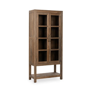 Kharga Reclaimed Wood Tall Cabinet with Glass Doors