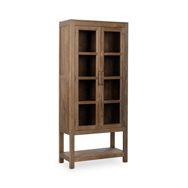 Kharga Reclaimed Wood Tall Cabinet with Glass Doors