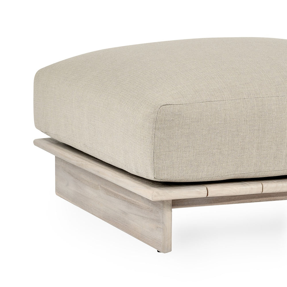 Livia Teak Outdoor Square Ottoman in Taupe