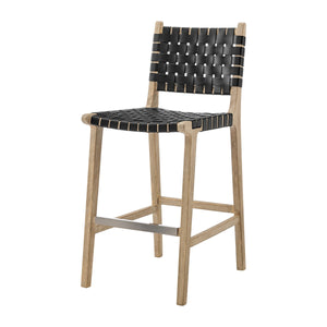 Marco Faux Leather Counter Stool Drift Wood Frame, Black 