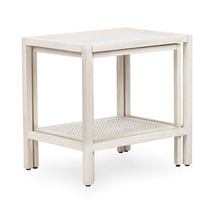 Devin Solid Wood Nesting Tables in Milk White