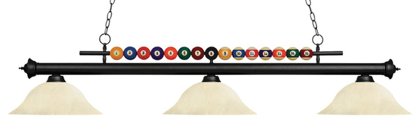Shark 3 Light Billiard Light in Matte Black Finish