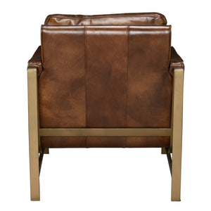 Chazzie Upholstered Accent Chair - Truffle Brown with Ocean Blue Leather