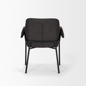 Brently Dining Chair w/ Gray Fabric & Matte Black Metal Legs