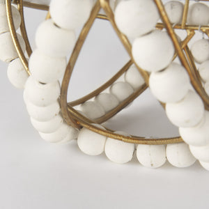 Espanlade I Small 9L x 9W White Wooden Beaded Orb